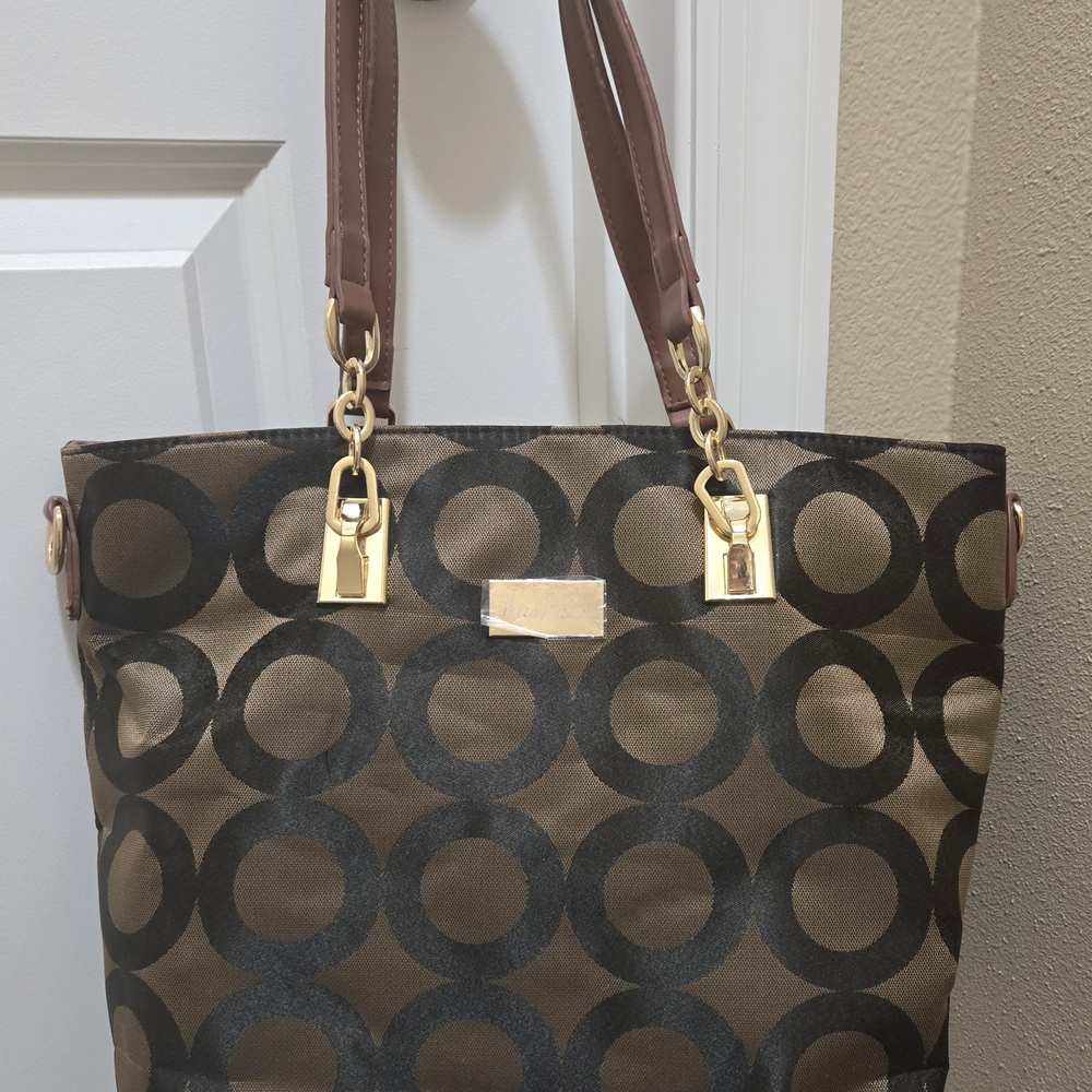 Stylish Brown and Black Gussaci Tote Bag